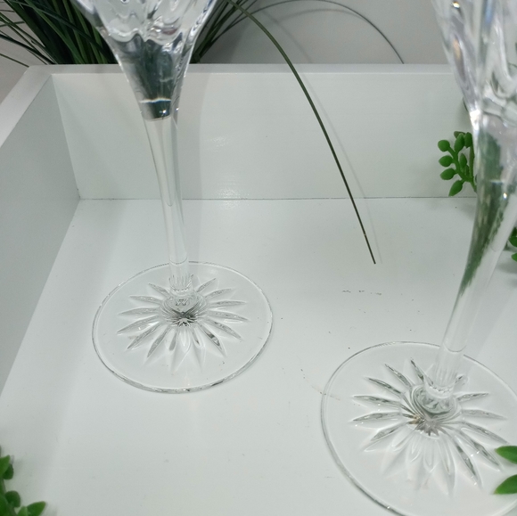 Pair Gold Rim Crystal Drinking Glasses - Picture 3 of 5